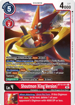 [DIGIMON] BT12-011 - Shoutmon (King Version) - Red - Digimon - Uncommon