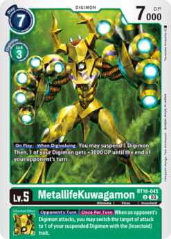 [DIGIMON] BT16-045 - MetallifeKuwagamon  - Green - Digimon - Uncommon