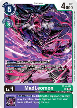[DIGIMON] BT16-071 - MadLeomon  - Purple/Green - Digimon - Common
