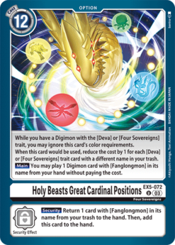 [DIGIMON] EX5-072 - Holy Beasts Great Cardinal Positions   - White - Option - Uncommon